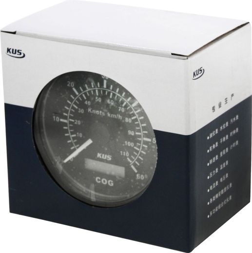 GPS-спидометр аналоговый 0-60 узлов, черный циферблат, черный ободок, выносная антенна, д. 85 мм