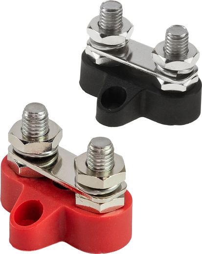 Клемма-штифт двойная с перемычкой, M8, красная/черная