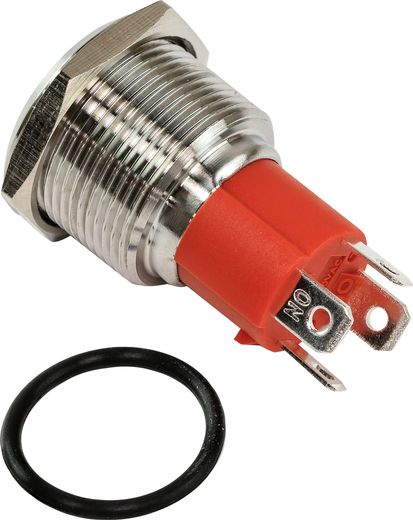 Кнопка без фиксации, подсветка, белая, 12 В, д. 19мм