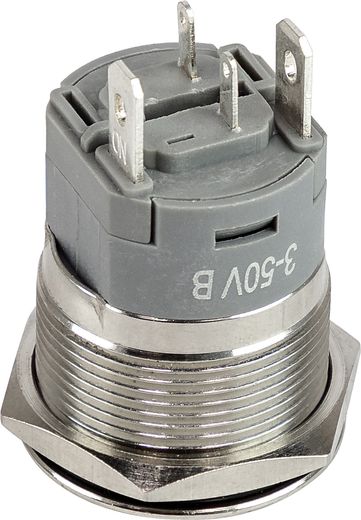 Кнопка без фиксации, подсветка синяя, 12 В, д.22мм