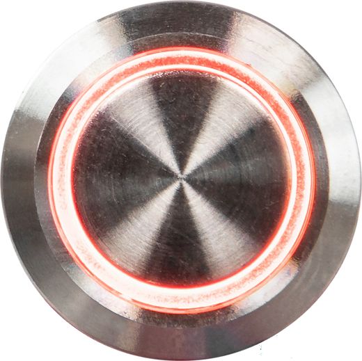 Кнопка без фиксации в комплекте с контактным разъемом, 12/24 В 5А, OFF-(ON) 5P, D22 красная подсветка