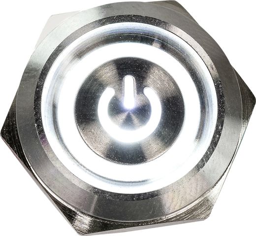 Кнопка с фиксацией, подсветка белая, 12 В, д. 19мм