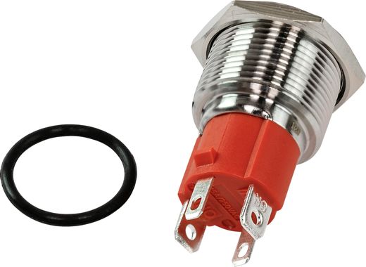 Кнопка с фиксацией, подсветка белая, 12 В, д. 19мм