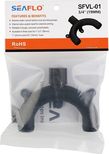 Колено 19 мм пластиковое с вентиляцией, SeaFlo