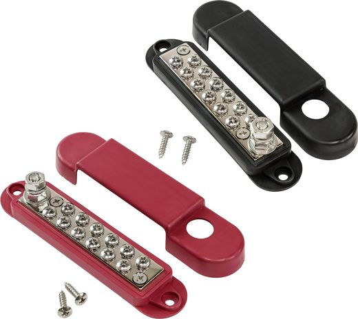 Колодка распределительная электромонтажная, 12 контактов, черная/красная