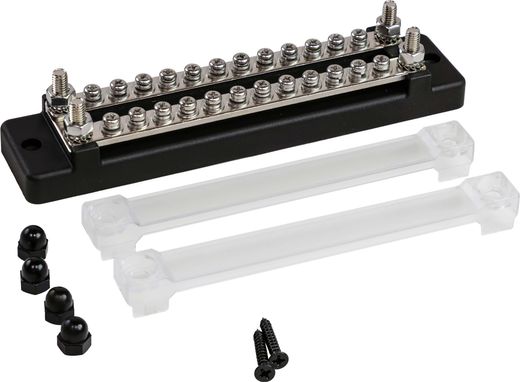 Колодка распределительная электромонтажная с защитной крышкой, 2 планки по 12 контактов