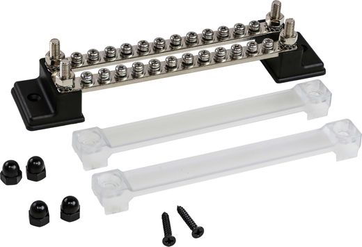 Колодка распределительная электромонтажная с защитной крышкой, 2 планки по 12 контактов