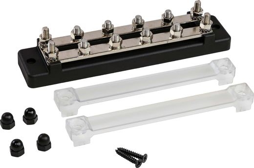 Колодка распределительная электромонтажная с защитной крышкой, 2 планки по 4 контакта