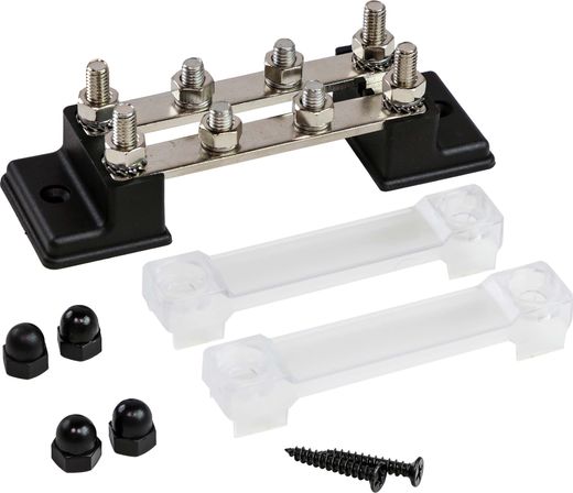 Колодка распределительная электромонтажная с защитной крышкой, 2 планки по 4 контактов