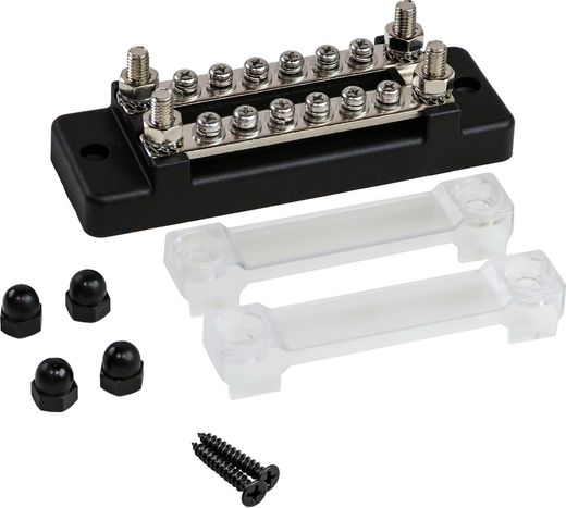 Колодка распределительная электромонтажная с защитной крышкой, 2 планки по 6 контактов