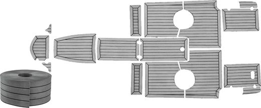 Комплект палубного покрытия для Феникс 510BR, тик темно-серый, с обкладкой, Marine Rocket