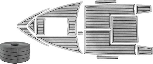 Комплект палубного покрытия для Феникс 560, тик темно-серый, с обкладкой, Marine Rocket