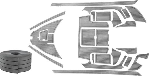 Комплект палубного покрытия для Yamaha CR-27, тик темно-серый, с обкладкой, Marine Rocket