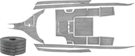 Комплект палубного покрытия для Yamaha FR-26, тик темно-серый, с обкладкой, Marine Rocket