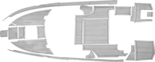 Комплект палубного покрытия для Hammertone 25 HT, тик серый, с обкладкой, Marine Rocket