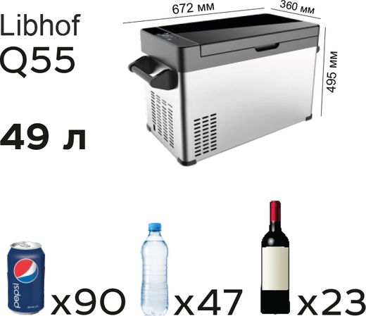 Компрессорный автохолодильник LIBHOF Q-55, 49 л