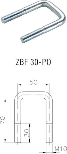 Скоба П-образная 50х70 мм, М10, ZBF 30-PO (W 6752), WINTERHOFF
