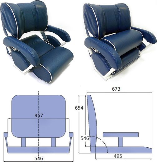 Кресло мягкое TWIN 46 FLIP-UP, синее
