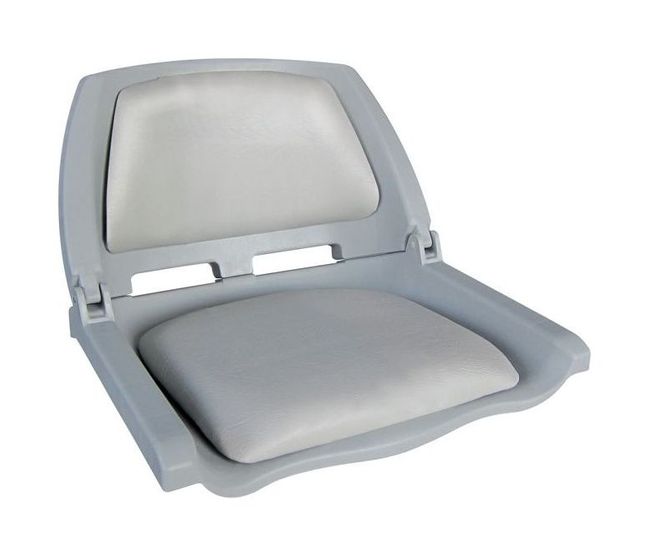 Кресло пластмассовое складное с подложкой Molded Fold-Down Boat Seat,серый/чёрный