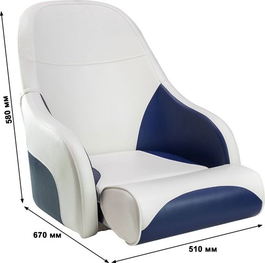 Кресло с болстером Ocean Flip Up, обивка белый/синий винил (упаковка из 2 шт.)