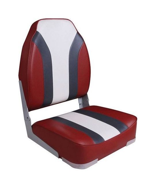 Кресло складное мягкое High Back Rainbow Boat Seat, красный/белый