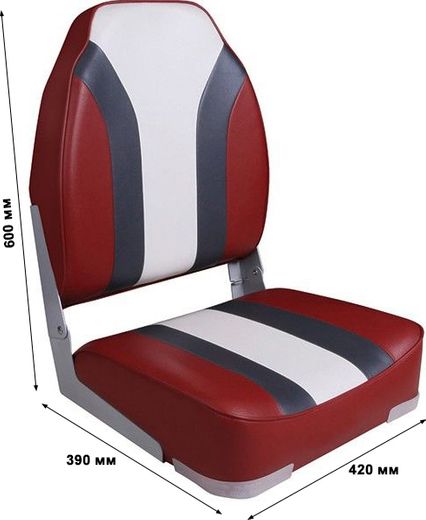 Кресло складное мягкое High Back Rainbow Boat Seat, чёрный/белый