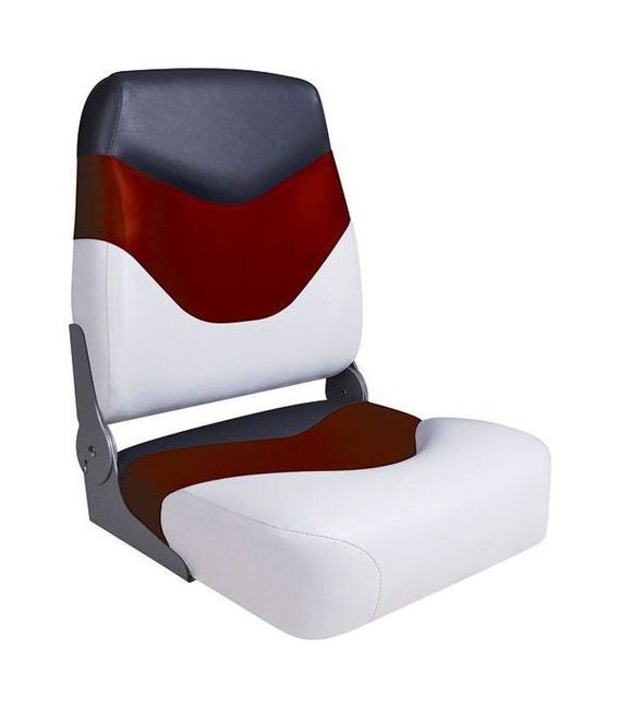 Кресло складное мягкое Premium High Back Boat Seat, белый/красный