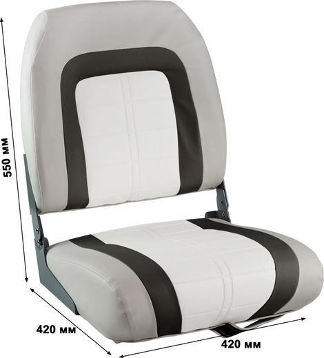 Кресло складное мягкое SPECIAL HIGH BACK, обивка серый/синий винил