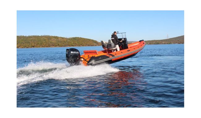 Лодка РИБ (RIB) Буревестник 630, оранжевый, с мотором Suzuki DF200ATX
