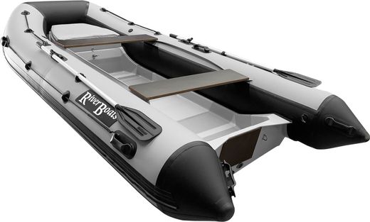 Лодка РИБ (RIB) RiverBoats RB 380 NEW, черно-серый, накладка на рундук, рым, ролик, защита киля, корпус графит