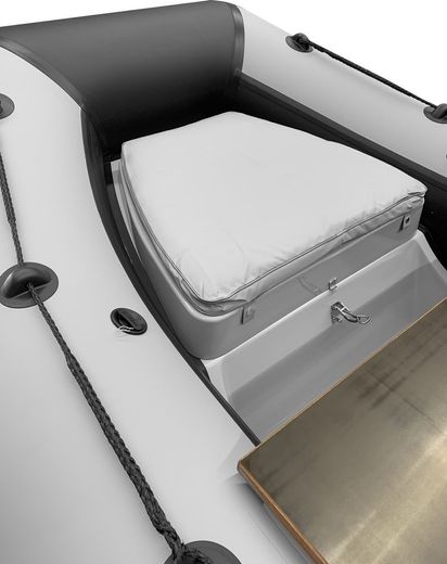 Лодка РИБ (RIB) RiverBoats RB 380 NEW, серо-белый, накладка на рундук, рым, ролик, защита киля, корпус белый