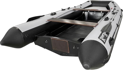 Лодка РИБ (RIB) RiverBoats RB 430, черно-серый, накладка на рундук, утка, защита киля, корпус графит