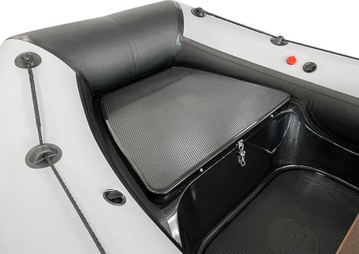 Лодка РИБ (RIB) RiverBoats RB 430, черно-серый, накладка на рундук, утка, защита киля, корпус графит