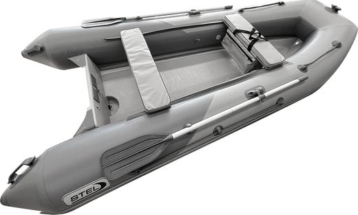 Лодка РИБ (RIB) STEL R-360P, светло-серый/серый, накладки на рундук и банки, защита киля, корпус серый