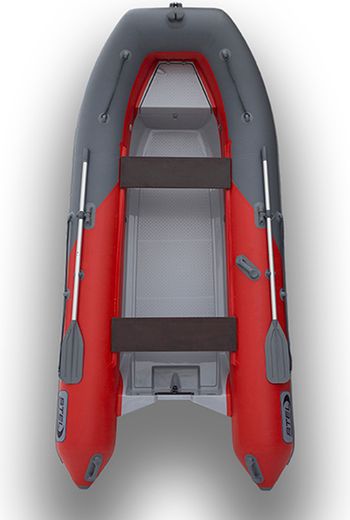 Лодка РИБ (RIB) STEL R-375, красный/графит, накладки на рундук и банки, защита киля, корпус графит