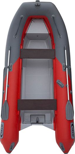 Лодка РИБ (RIB) STEL R-375, красный/графит, накладки на рундук и банки, защита киля, корпус графит