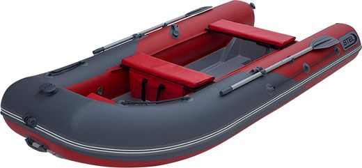 Лодка РИБ (RIB) STEL R-375, красный/графит, накладки на рундук и банки, защита киля, корпус графит
