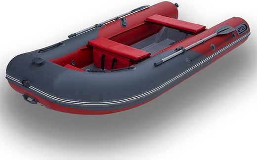 Лодка РИБ (RIB) STEL R-375, красный/графит, накладки на рундук и банки, защита киля, корпус графит