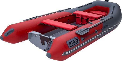 Лодка РИБ (RIB) STEL R-375, красный/графит, накладки на рундук и банки, защита киля, законцовки, корпус графит
