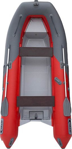Лодка РИБ (RIB) STEL R-375, серый/красный, накладки на рундук и банки, защита киля, корпус серый
