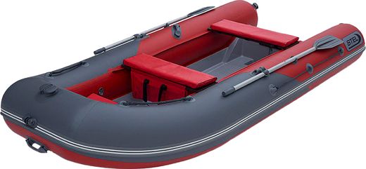 Лодка РИБ (RIB) STEL R-375, серый/красный, накладки на рундук и банки, защита киля, корпус серый