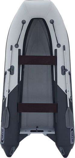 Лодка РИБ (RIB) STEL R-375, серый/оранжевый, накладки на рундук и банки, защита киля, корпус серый