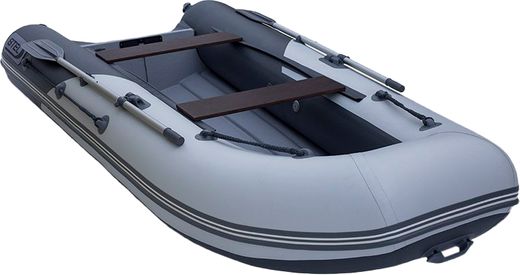 Лодка РИБ (RIB) STEL R-375, серый/оранжевый, накладки на рундук и банки, защита киля, корпус серый