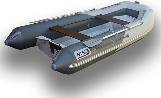 Лодка РИБ (RIB) STEL R-375, светло-серый/графит, накладки на рундук и банки, защита киля, корпус серый