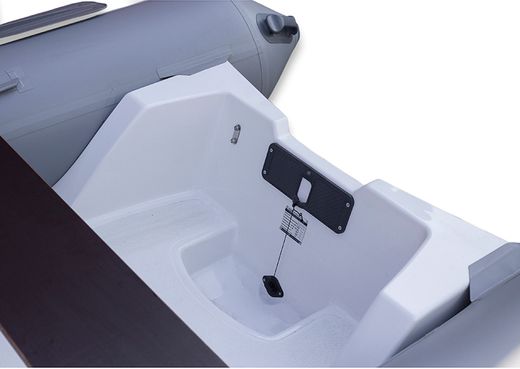 Лодка РИБ (RIB) STEL R-420, серый/оранжевый, накладки на рундук и банки, защита киля, корпус серый