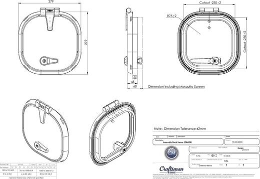 Люк палубный AQUILA 230 x 230 мм