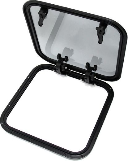 Люк палубный распашной Альбатрос 600x600 (черное исполнение)