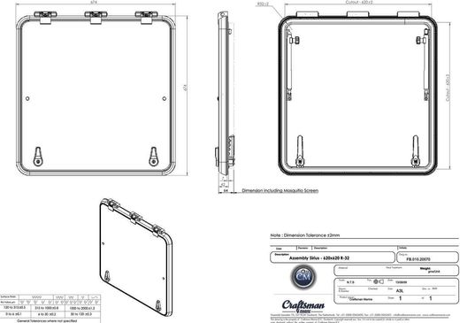 Люк палубный SIRIUS 620 x 620 мм, R.32 мм
