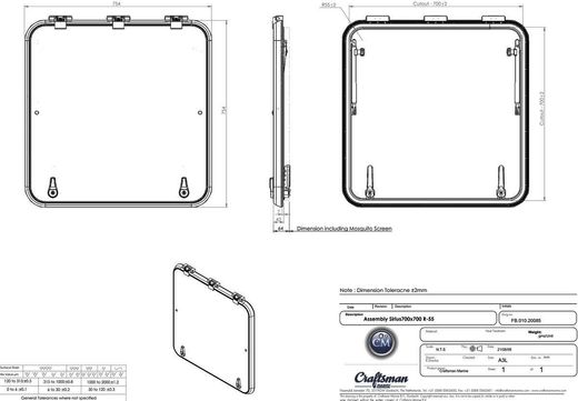 Люк палубный SIRIUS 700 x 700 мм, R.55 мм