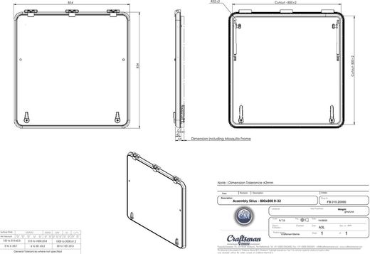Люк палубный SIRIUS 800 x 800 мм, R.32 мм
